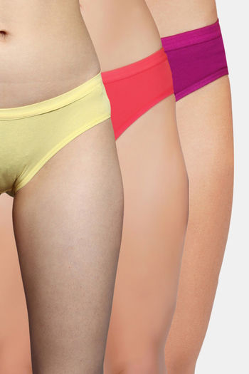 Buy Bleeding Heart Medium Rise Full Coverage Bikini Panty (Pack of 3) - Multicolor